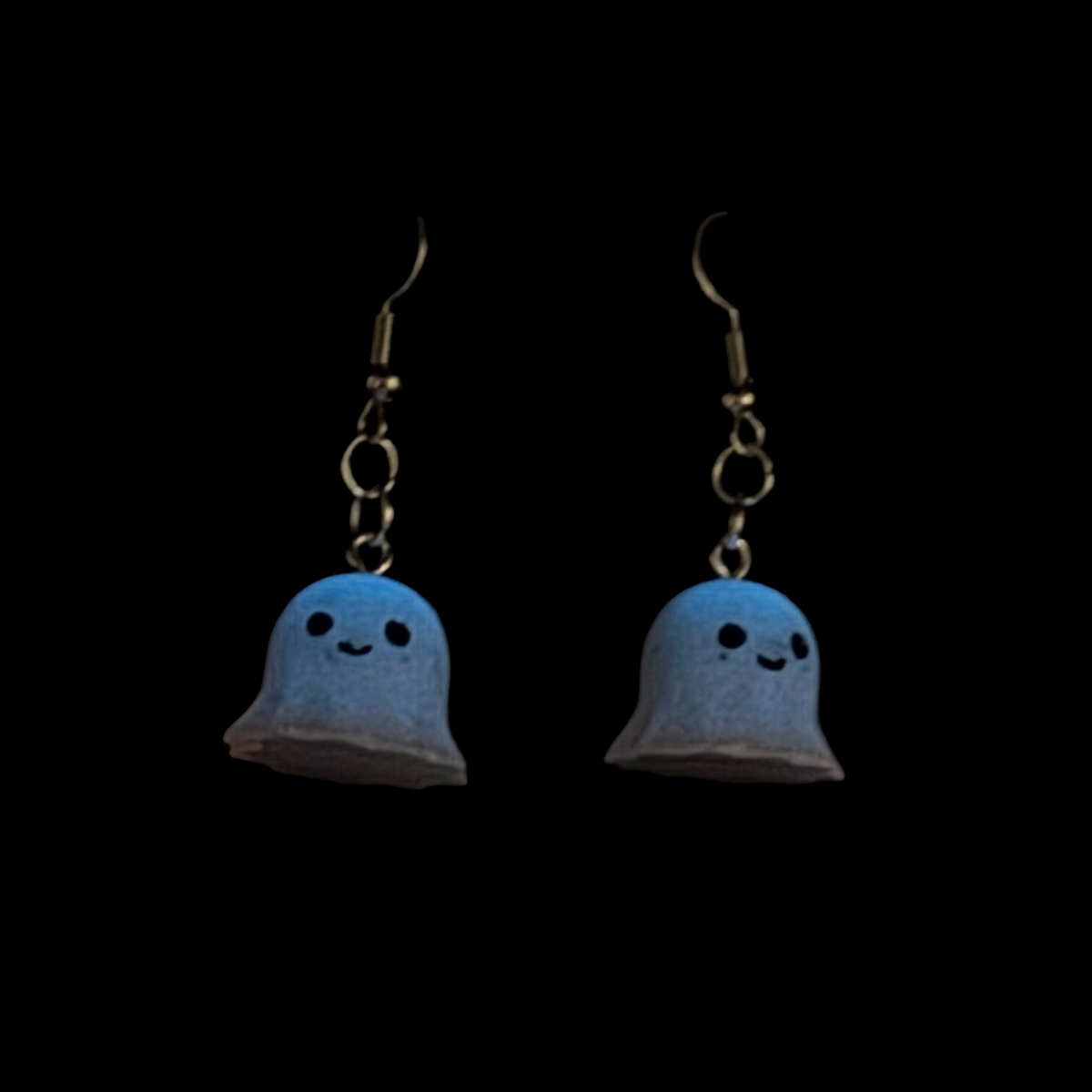 Resin Earrings - Happy Ghosts on Hypoallergenic Silver-Tone Ear Wires That Glow Blue in the Dark