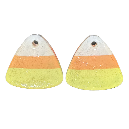 Resin Earring Charms - Small Rounded Triangular Candy Corns