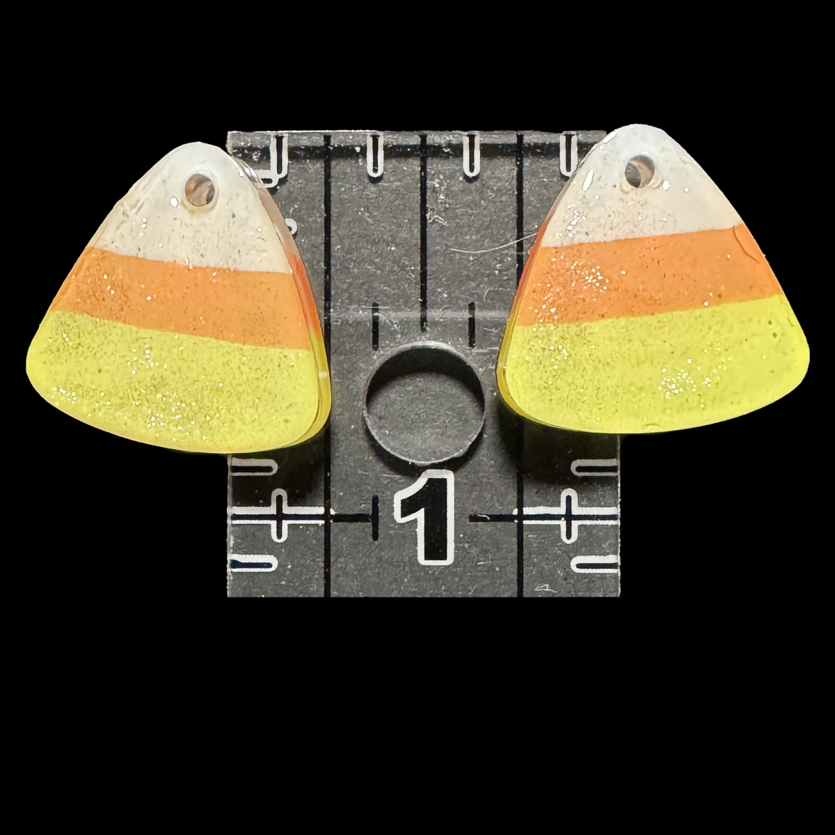 Resin Earring Charms - Small Rounded Triangular Candy Corns