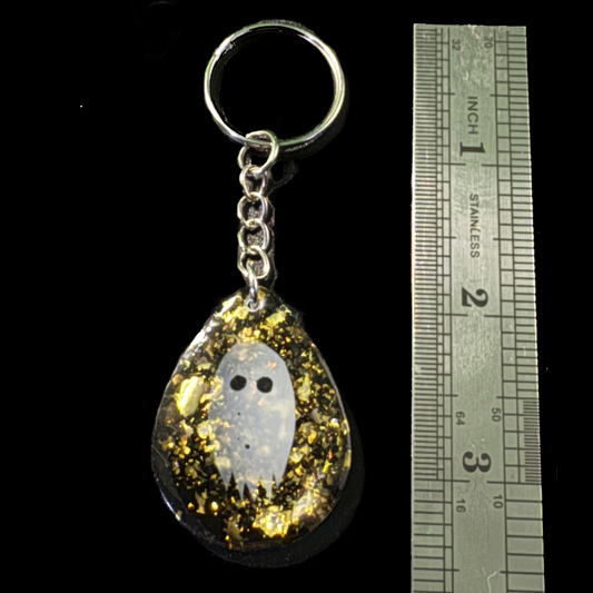 ResinCharm - Translucent Ghost Floating in Sparkly Resin